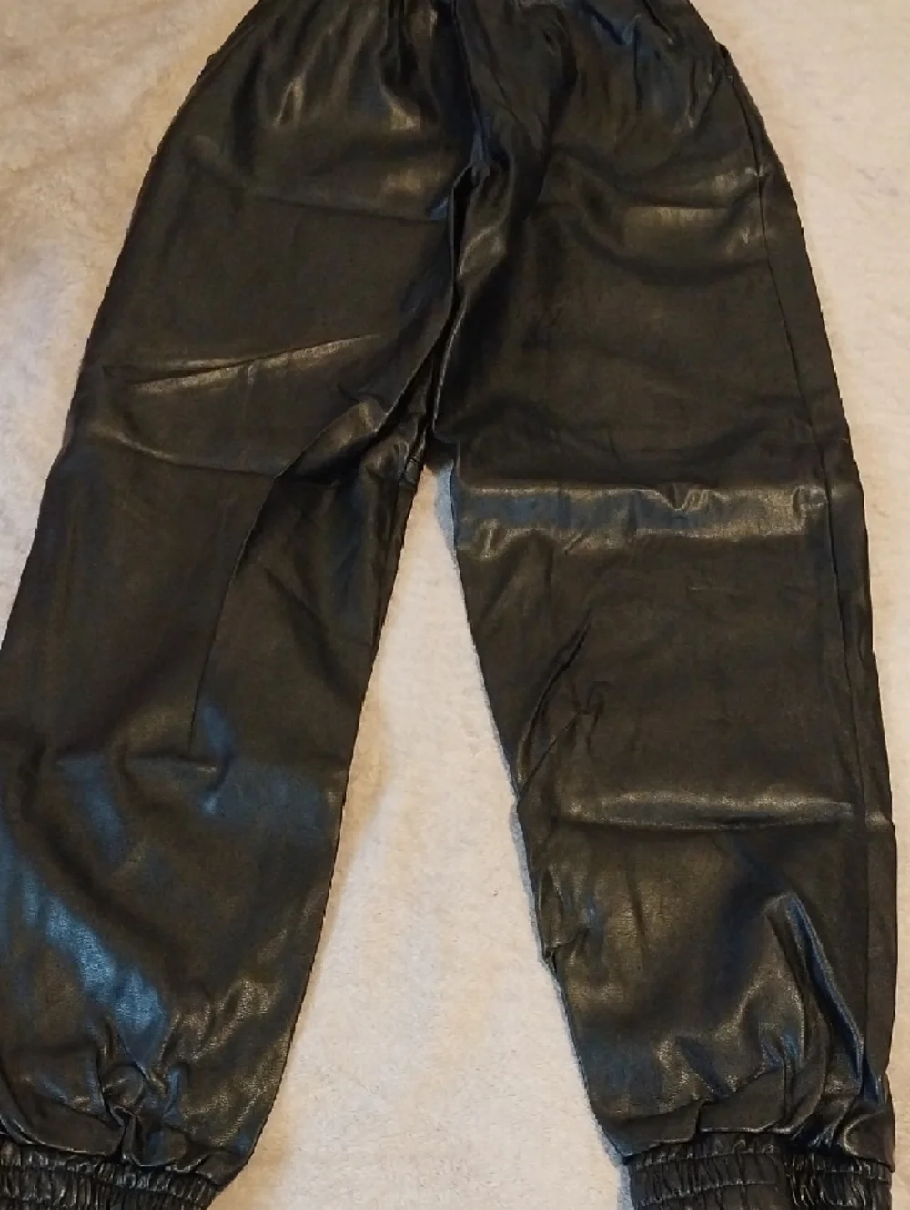 Black Men's Faux Leather Jogger Pants